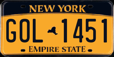 NY license plate GOL1451
