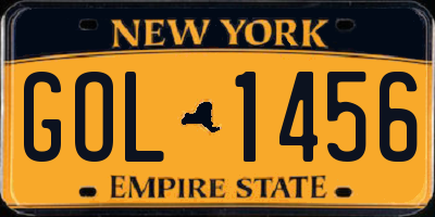 NY license plate GOL1456