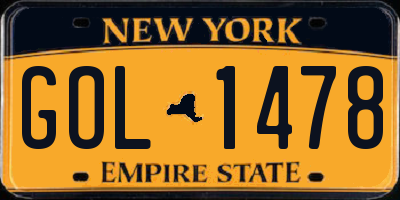 NY license plate GOL1478
