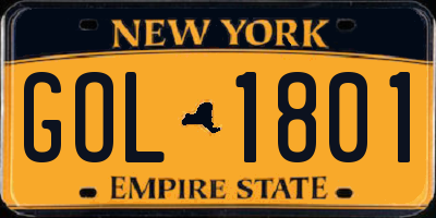 NY license plate GOL1801