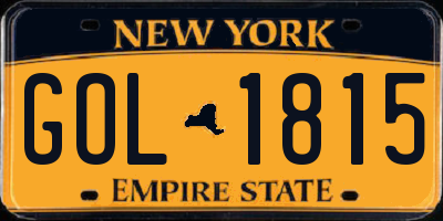 NY license plate GOL1815