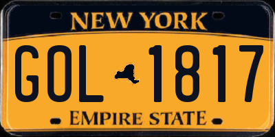 NY license plate GOL1817