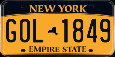 NY license plate GOL1849