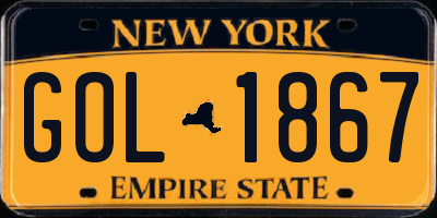 NY license plate GOL1867