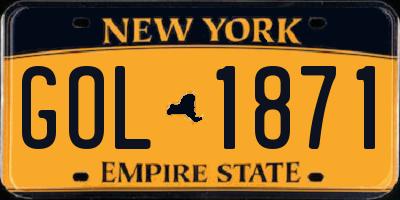 NY license plate GOL1871