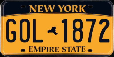 NY license plate GOL1872