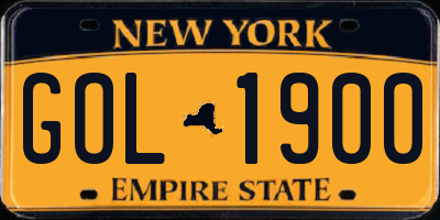 NY license plate GOL1900