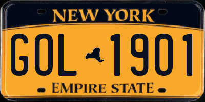 NY license plate GOL1901