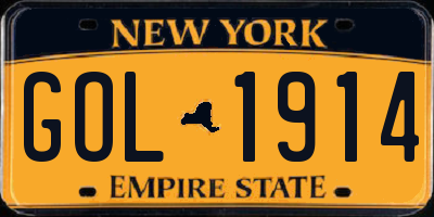 NY license plate GOL1914