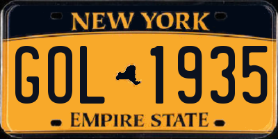 NY license plate GOL1935