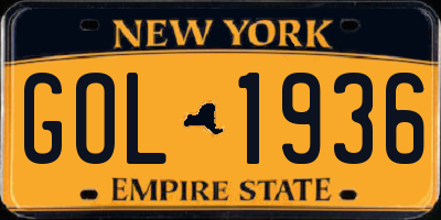 NY license plate GOL1936