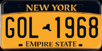 NY license plate GOL1968
