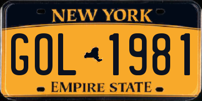 NY license plate GOL1981