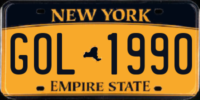 NY license plate GOL1990