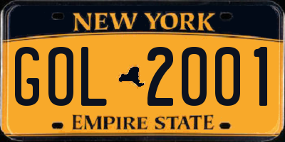 NY license plate GOL2001