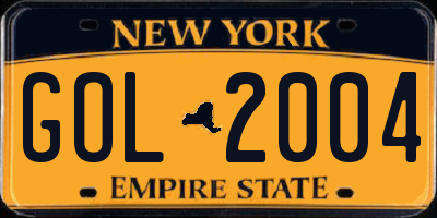 NY license plate GOL2004