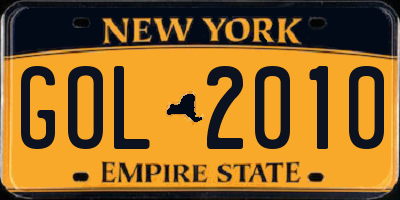 NY license plate GOL2010