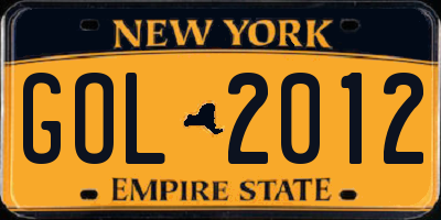 NY license plate GOL2012