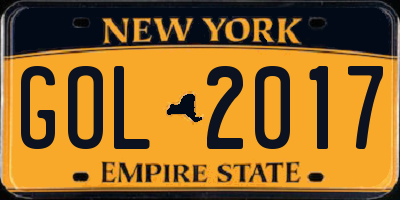 NY license plate GOL2017