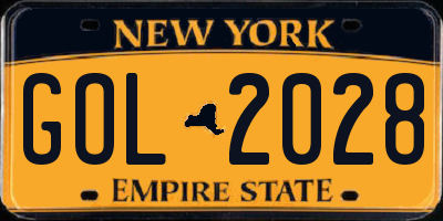 NY license plate GOL2028