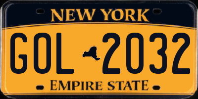 NY license plate GOL2032