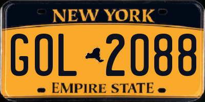 NY license plate GOL2088