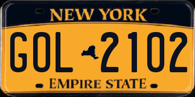 NY license plate GOL2102