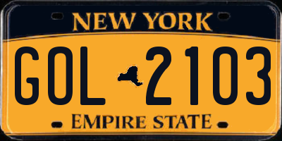 NY license plate GOL2103