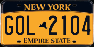 NY license plate GOL2104