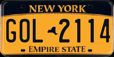 NY license plate GOL2114