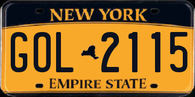 NY license plate GOL2115