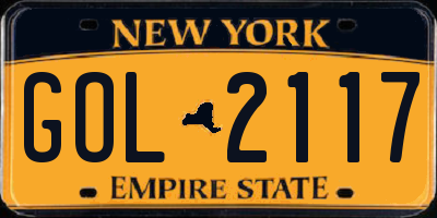 NY license plate GOL2117