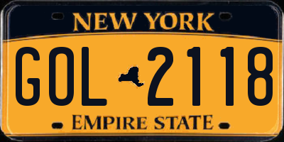 NY license plate GOL2118