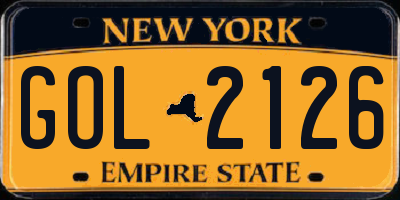 NY license plate GOL2126