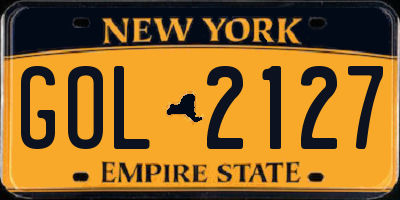 NY license plate GOL2127