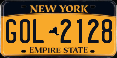 NY license plate GOL2128