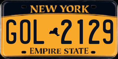 NY license plate GOL2129