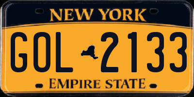 NY license plate GOL2133