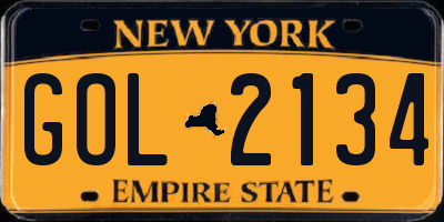 NY license plate GOL2134