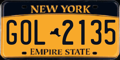 NY license plate GOL2135