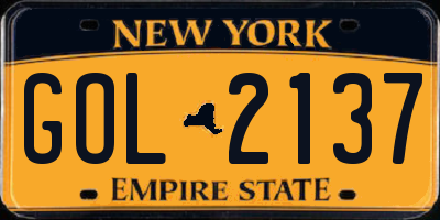 NY license plate GOL2137
