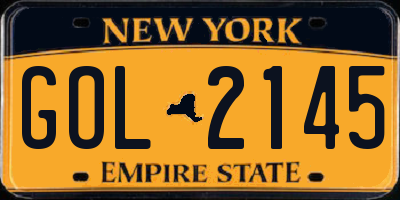 NY license plate GOL2145