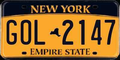 NY license plate GOL2147