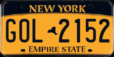 NY license plate GOL2152