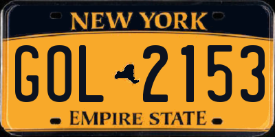 NY license plate GOL2153