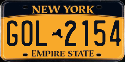 NY license plate GOL2154