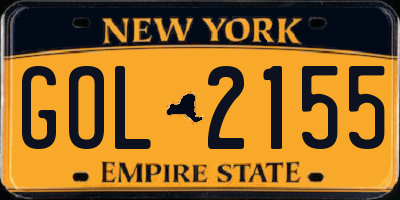 NY license plate GOL2155