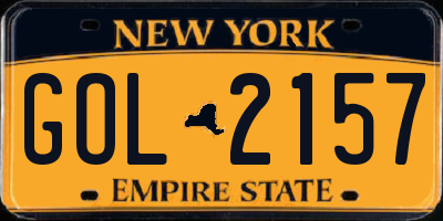 NY license plate GOL2157