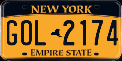 NY license plate GOL2174