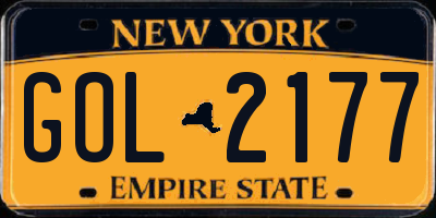 NY license plate GOL2177